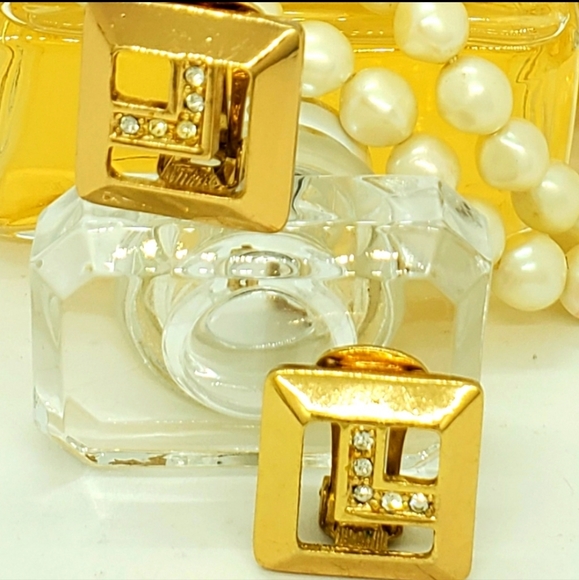 Vintage Dior Sugned Rare Square Earrings - Picture 1 of 6